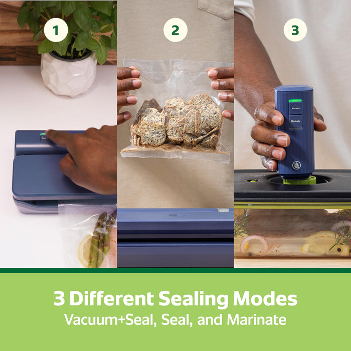 FoodSaver® Handheld+ 2-in-1 Vacuum Sealing System, Handheld and Countertop Vacuum Sealer, Matte Indigo Blue