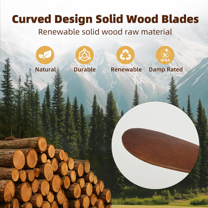 Homlit Outdoor Ceiling Fan Without Light, 60 Inch Smart Ceiling Fan with Remote & Voice Control for Alexa/Google, 3-Blade Wood Fan, Quiet DC Motor, 6 Speeds for Patio, Porch, Farmhouse, Dark Walnut