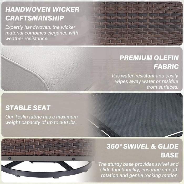 Belord 5-Piece Outdoor Patio Furniture Set All-Weather Wicker Couch with Swivel Rocker Outdoor Chairs and Multi-Functional Ottomans, Patio Conversation Set for Backyard Garden Balcony