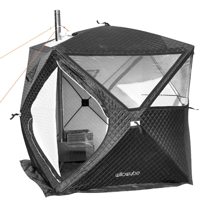 WILLOWYBE Portable Outdoor Sauna Set with Sauna Tent, Sauna Wood Stove for Dry Sauna, Cooking for Family and Friends
