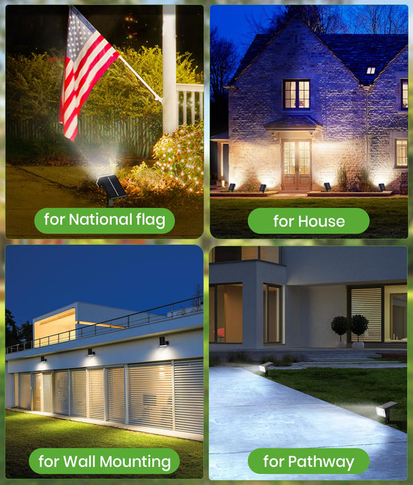 BITPOTT Solar Spot Lights Outdoor, 58 LED 3 Lighting Modes Solar Flood Lights, Waterproof IP67 Wall Light Spot Light Outdoor for Tree Yard Garden Pathway (Cool White, 2 Pack)