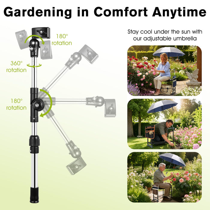 Garden Kneeler and Seat with Umbrella,Heavy Duty Gardening Bench and Stool