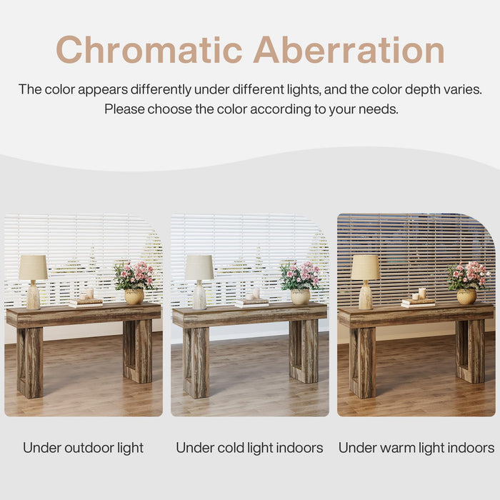 Tribesigns 63-Inch Long Console Table, Wooden Rectangular Sofa Table Behind The Couch, Farmhouse Entryway Table for Entrance, Hallway, Living Room (Mottled Gray Brown)