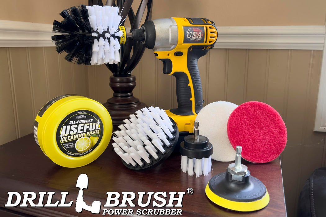 Softer Bristle Scrub Brush 5 Round with Power Drill Attachment Softer Bristle Scrub Brush 5 Round with Power Drill Attachment