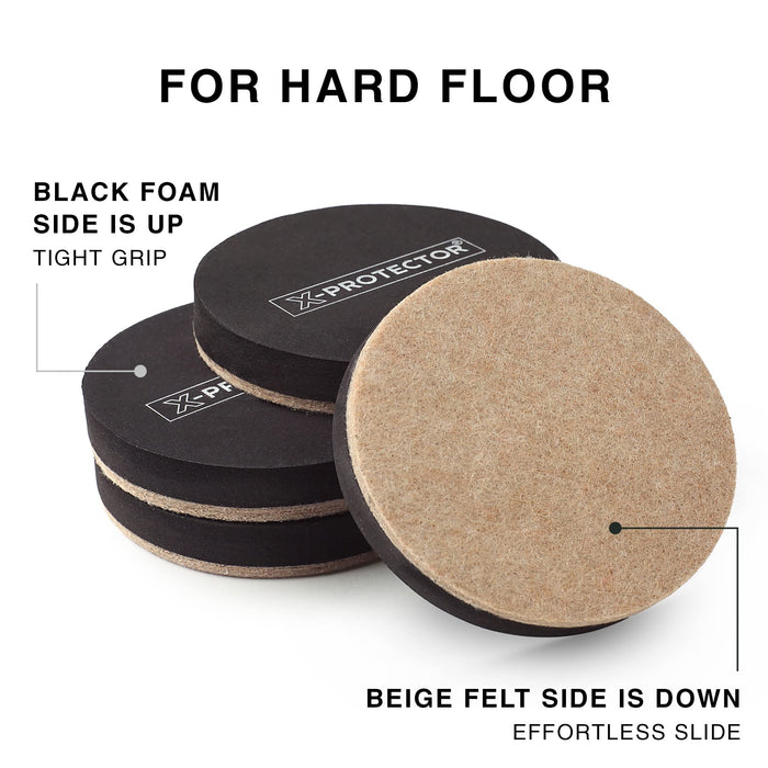 Felt Furniture Sliders Hardwood Floors X-PROTECTOR – 24 PCS 2 1/2 inch Furniture Sliders – Heavy Duty Felt Sliders Hard Surfaces – Move Your Furniture Easily & Safely!