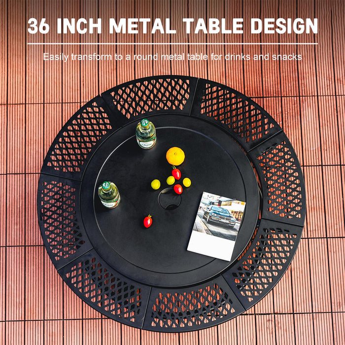 36 Inch Fire Pit with 2 Cooking Grills Outdoor Wood Burning BBQ Firepit