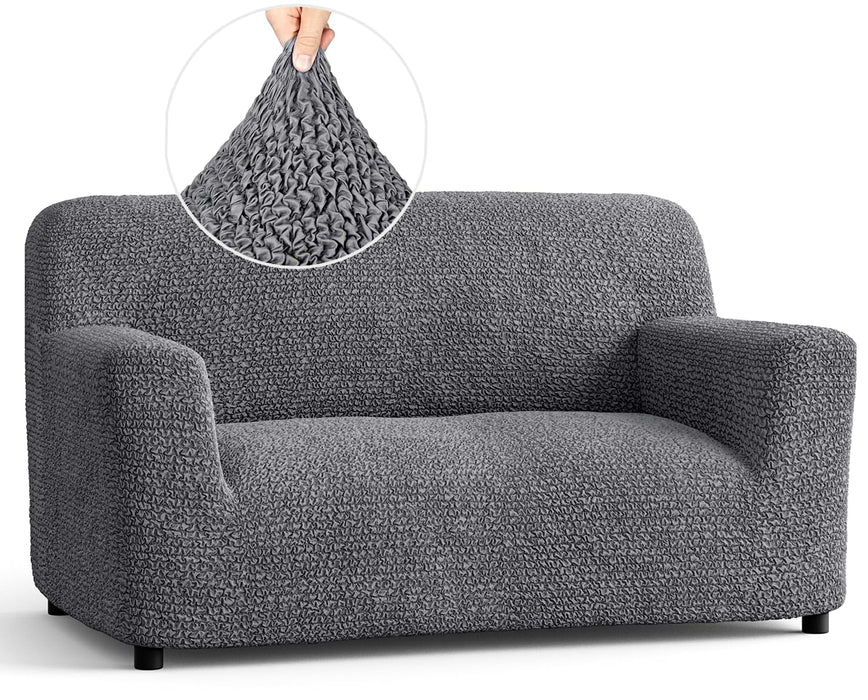 PAULATO BY GA.I.CO. Loveseat Slipcover - Oversized Chair Cover - Stretch Couch Cover - Cushion Love Seat Sofa Cover - 1-Piece Form Fit Washable Protector - Microfibra Collection - Dark Grey