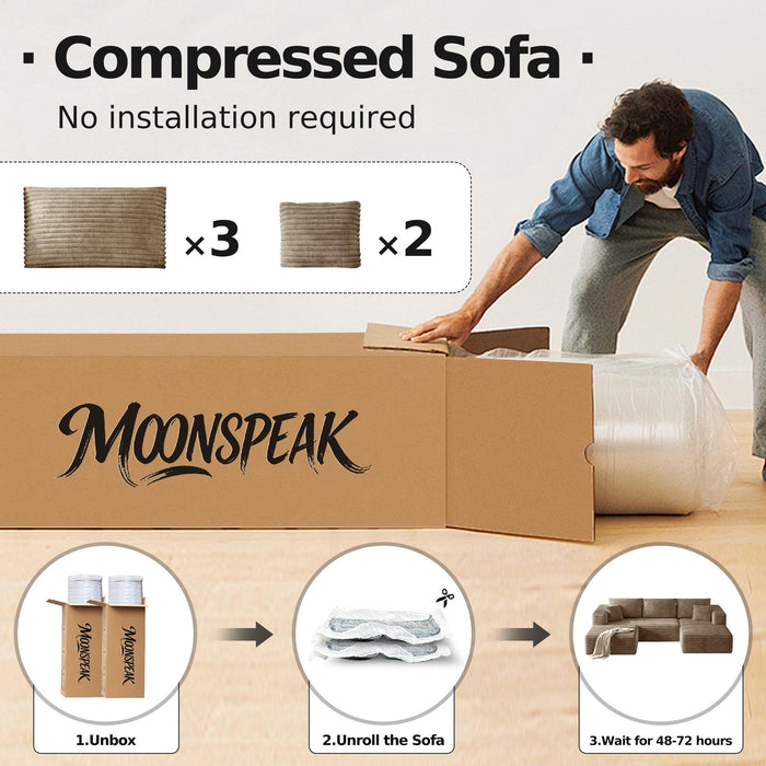 MoonSpeak 108" Boneless Sectional Cloud Couch for Living Room