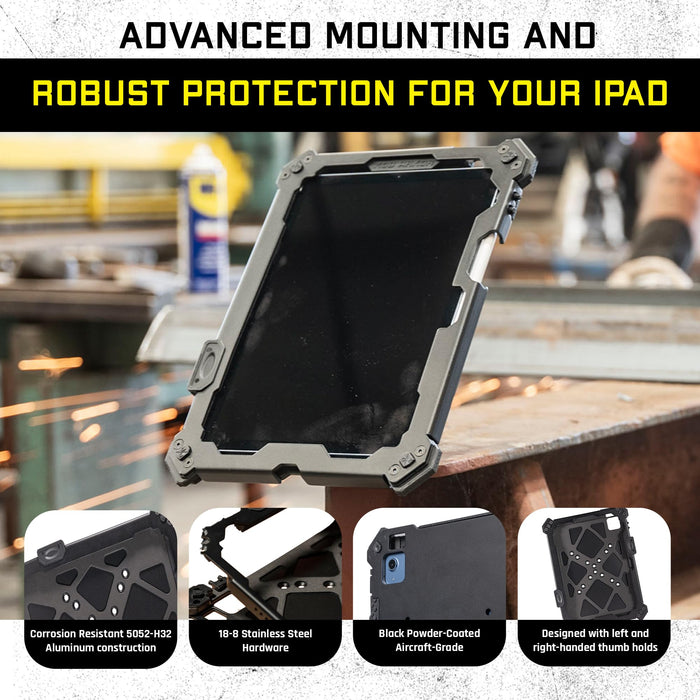 Mob Armor X Series iPad Case - Black Powder-Coated, Aircraft-Grade, Rustproof, Aluminum Construction, Compatible with 10th iPad Generations,iPad Air 4/5, iPad Pro 1/2/3/4th Except 12'9-10.9"