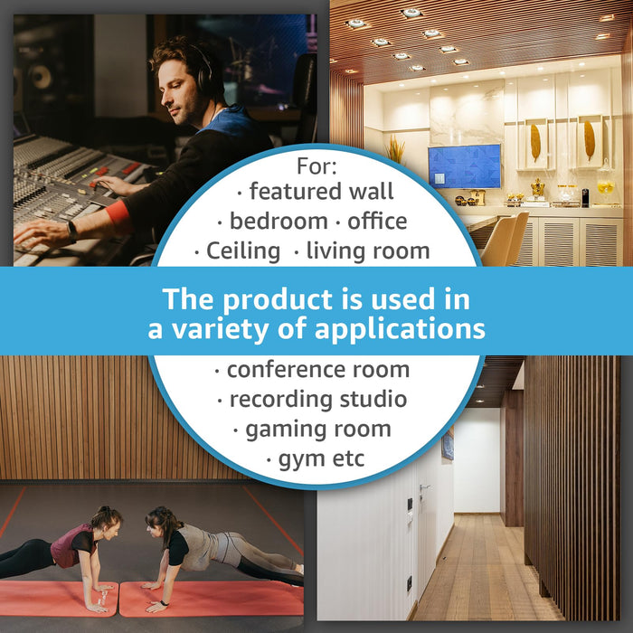 Art3d 6-Pack Soundproof Wood Slat Wall Panels, 94.5 x 7.9 Inch, Walnut