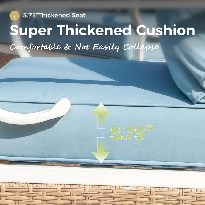 MIXPATIO 6 Piece Patio Furniture Set, 2 x Fixed Chair, 2 x Swivel Chair, 1 x 3-Seat Sofa with Marbling Coffee Table, All Cushioned 7 Seats Outdoor Conversation Set for Lawn Garden Backyard, Blue