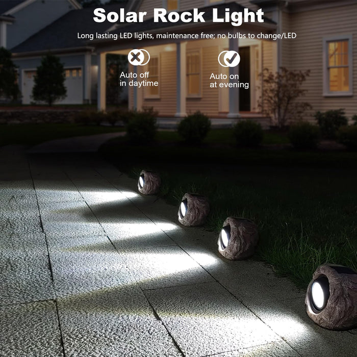 Cloud sakura Outdoor Solar Rock Light, Waterproof LED Solar Spotlight, Garden Landscape Lights, Decorative Garden Rock Lights for Paths, Sidewalks, Patio and Landscaping - 2 Pack