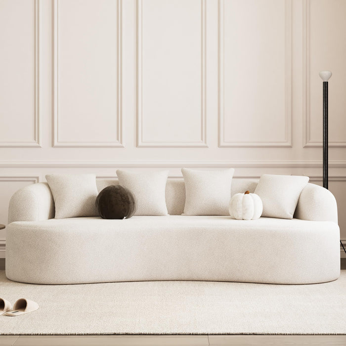 ONEMMLION 107" Modern Curved Sofas for Living Room, Cream White