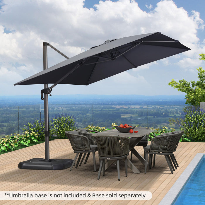 PURPLE LEAF 9' X 11.5' Patio Umbrella Outdoor Cantilever Rectangle Umbrella Aluminum Offset Umbrella with 360-degree Rotation for Garden Deck Pool Patio, Grey