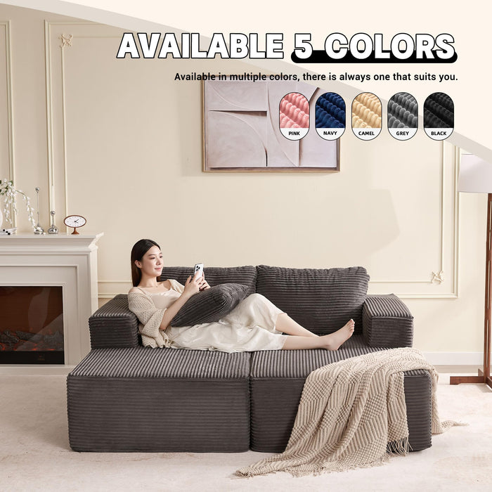 Afuson Chaise Lounge Chair, Boneless Couch for Living Room and Bedroom, Sleeper Couches Reading Chairs, Corduroy, Grey