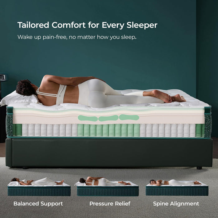 Mambrc 12 Inch Queen Hybrid Mattress, Plush Firm Feel, Cooling Gel Memory Foam and Pocket Coils for Supportive Comfort and Motion Isolation