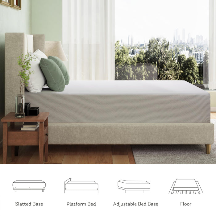 Queen Mattress in a Box, 10 inch Mattresses for Platform Bed Double Size Daybed, Green Tea Memory Foam Medium Firm