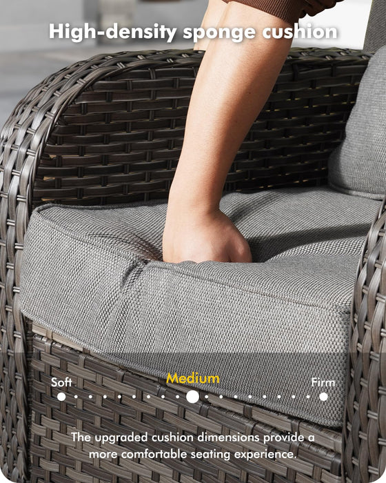 CAODOC 5 Pieces Patio Furniture Set,Outdoor Furniture with Rockers, Rattan Conversation Sets w/Coffee Table, Grey Wicker Light Dark Gray Cushion