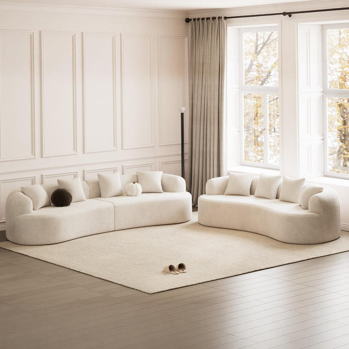 ONEMMLION 107" Modern Curved Sofas for Living Room, Cream White
