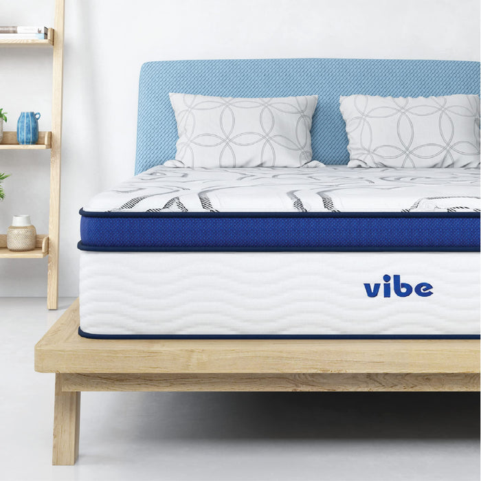 Vibe Quilted Hybrid Mattress, 12-Inch Innerspring and Pillow Top Gel Memory Foam Mattress, Fiberglass Free, CertiPUR-US Certified Bed in a Box, Twin