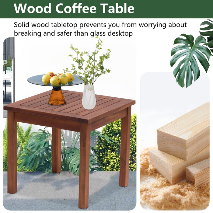 3 Pieces Patio Set Wicker Patio Furniture Acacia Wood Outdoor Patio Furniture Set Rattan Chair Conversation Sets Bistro Set with Coffee Table and Water Resistant Cushions(Khaki)