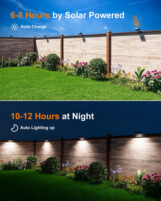 GVSHINE Solar Powered Gutter Lights Outdoor Waterproof 12 LED Clip On Gutters Light for Rainspout, Fence, Rail, Wall, Deck, Garden, Yard, Walkway, House Patio, Pool (Cool White, 8 Pack)