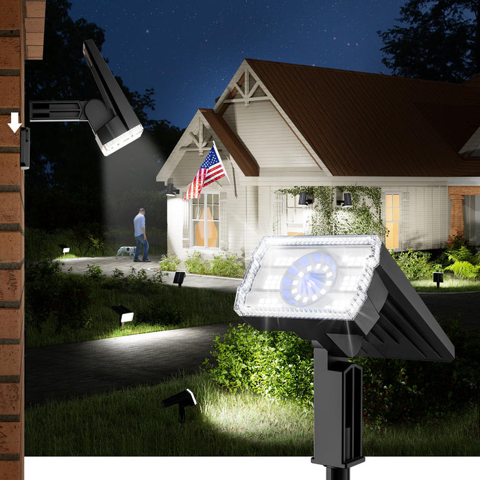 BITPOTT Solar Spot Lights Outdoor, 58 LED 3 Lighting Modes Solar Flood Lights, Waterproof IP67 Wall Light Spot Light Outdoor for Tree Yard Garden Pathway (Cool White, 2 Pack)
