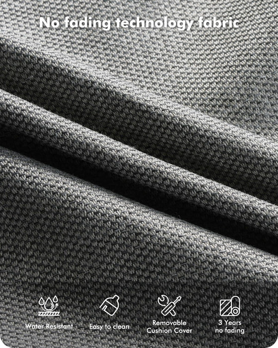 CAODOC 5 Pieces Patio Furniture Set,Outdoor Furniture with Rockers, Rattan Conversation Sets w/Coffee Table, Grey Wicker Light Dark Gray Cushion