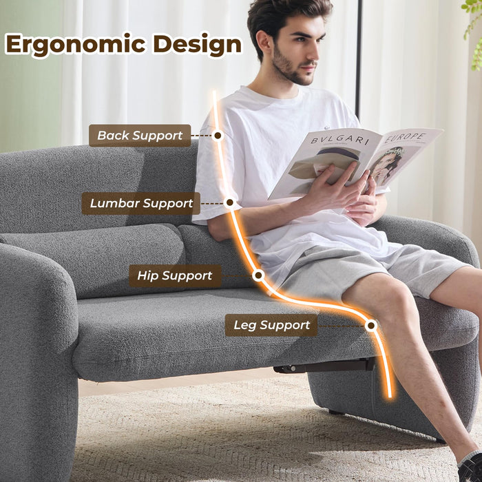 Furnimart Modern Loveseat Sofa, 54" 2-Seater Boucle Sofa, Comfy Upholstered Minimalist Couch, Small Couches for Small Spaces, Apartment, Office, Living Room, Bedroom, Dorm, Chenille Grey