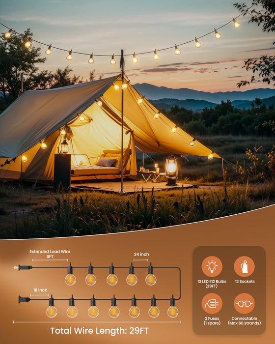 Brightown Outdoor String Lights, 29FT G40 LED IP65 Waterproof Patio Lights