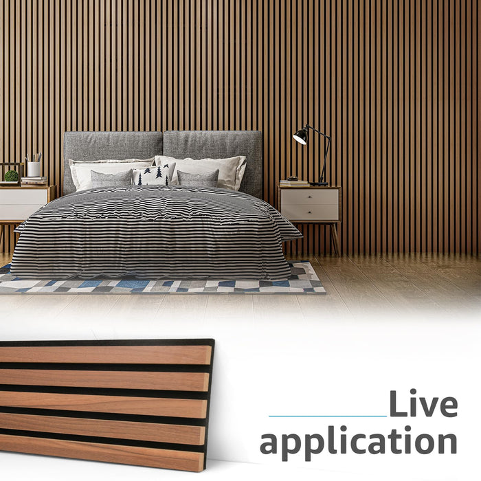Art3d 6-Pack Soundproof Wood Slat Wall Panels, 94.5 x 7.9 Inch, Walnut