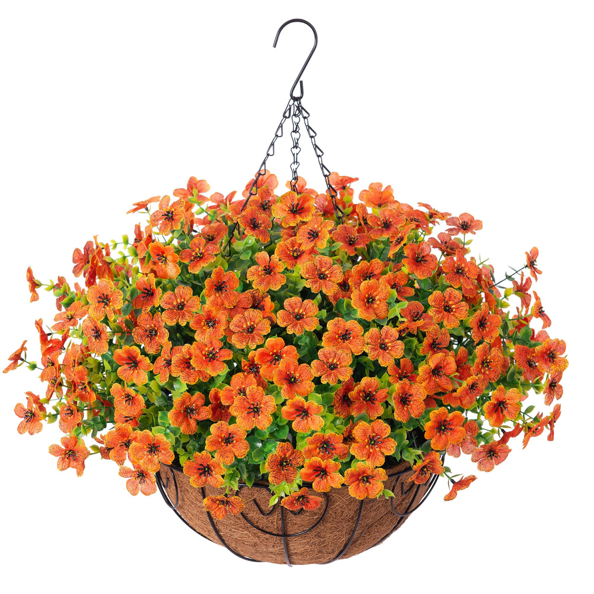 HyeFlora Artificial Fake Fall Hanging Plants Flowers Basket for Outdoo