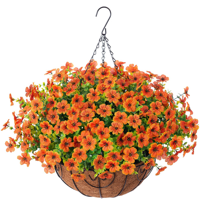 HyeFlora Artificial Fake Fall Hanging Plants Flowers Basket for Outdoo