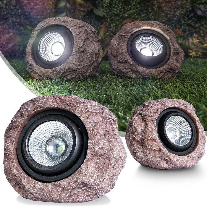 Cloud sakura Outdoor Solar Rock Light, Waterproof LED Solar Spotlight, Garden Landscape Lights, Decorative Garden Rock Lights for Paths, Sidewalks, Patio and Landscaping - 2 Pack