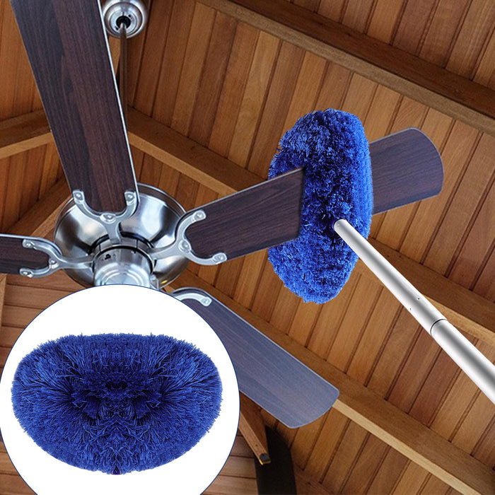 Max 66'' Ceiling Fan Cleaner Duster Reusable Microfiber Ceiling Fan Blade Cleaner Removable Duster with Extension Pole for Cleaning Walls Bookshelves Furniture Door Window Top, Jewel Blue, 1 Pack