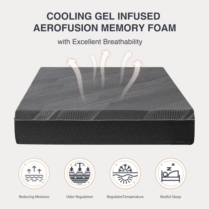 Dyonery Queen Mattress 10 Inch Charcoal Gel Memory Foam in a Box, CertiPUR-US Certified, Fiberglass Free, Cooling Double Mattress, Made in The USA of US Foam, 80" × 60" × 10", Medium