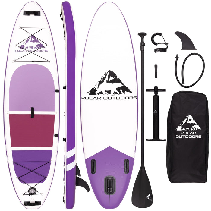 Polar Outdoors by Roc Inflatable Stand Up Paddle Board with Premium SUP Paddle Board Accessories, Wide Stable Design, Non-Slip Comfort Deck for Youth & Adults