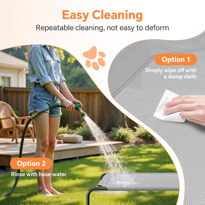 Simple Trending Raised Dog Bed for Large Dogs, Waterproof XL Dog Cot, Outdoor Cooling Elevated Pet Bed Load 200lb, 47.75" x 30.5", Grey