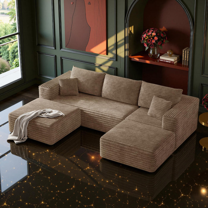 MoonSpeak 108" Boneless Sectional Cloud Couch for Living Room