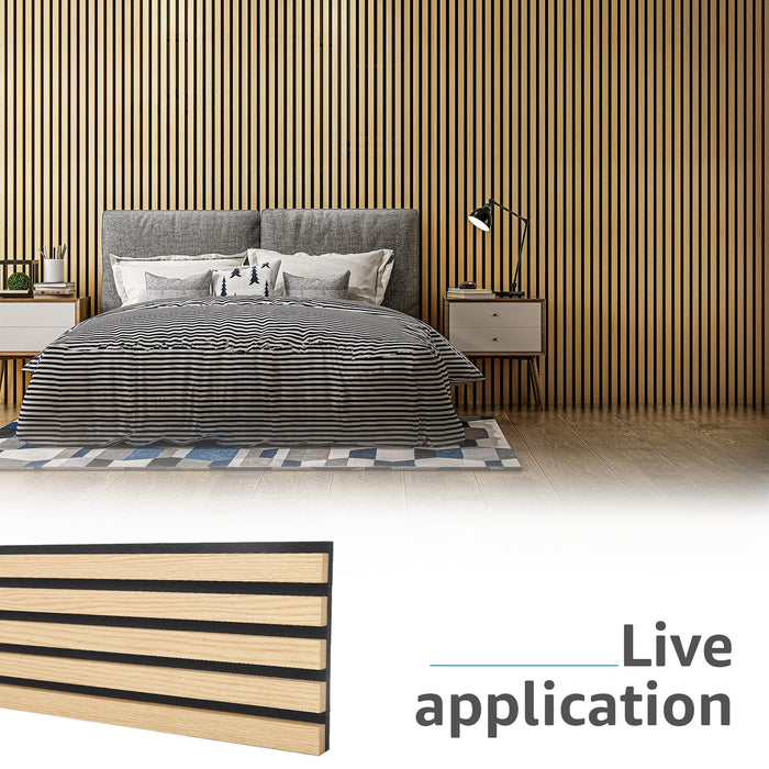 Art3d 6-Pack 3D Textured Soundproof Wood Slat Wall Panel, 94.5" x 7.9", Oak
