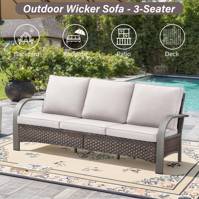 Belord 5-Piece Outdoor Patio Furniture Set All-Weather Wicker Couch with Swivel Rocker Outdoor Chairs and Multi-Functional Ottomans, Patio Conversation Set for Backyard Garden Balcony