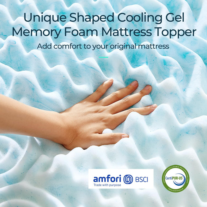 LINSY LIVING Full Size 7 Zones Memory Foam Mattress Topper, Cooling Gel Infused, CertiPUR-US Certified