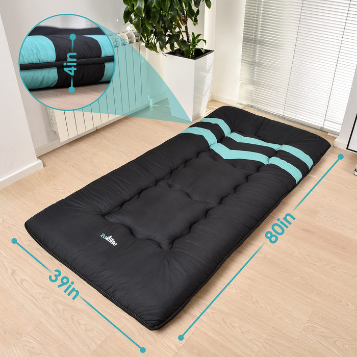 Japanese Futon Mattress – Tatami Floor Mattress – Foldable Sleeping Bed and Roll Up Mat for Guest, Dormitory, Camping & Travel – Twin Size