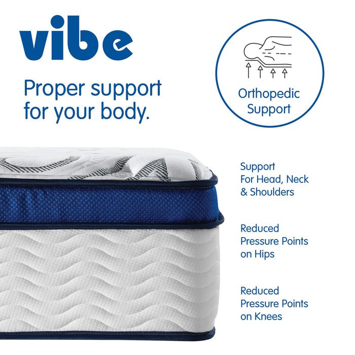 Vibe Quilted Hybrid Mattress, 12-Inch Innerspring and Pillow Top Gel Memory Foam Mattress, Fiberglass Free, CertiPUR-US Certified Bed in a Box, Twin
