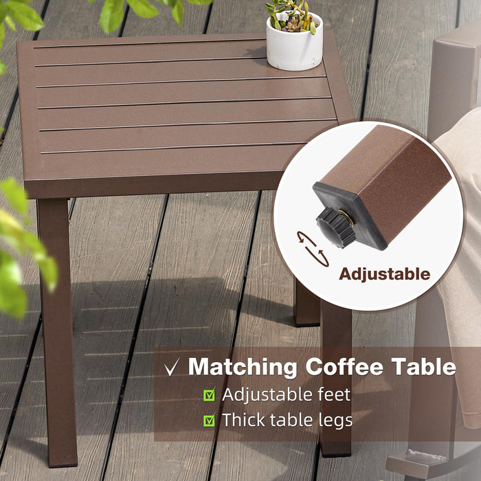 COMLAX FIELD Patio Porch Furniture Set, Outdoor Rocking Chairs Set of 2 with Coffee Table, 3 Piece Metal Outdoor Patio Bistro Conversation Set, Beige