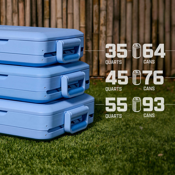 Coleman Snap N Go 45qt Collapsible Hard Cooler, Keeps ice Cold for up to 55 Hours, Holds up to 76 cans, Collapses up to 1/3 its Size, Can Hold up to 200 pounds, Blue Sky