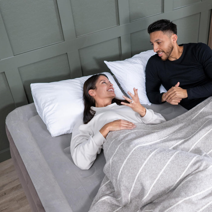 SLEEPLUX Dream Luxury 20" Queen Air Mattress with Built-in AlwayzAire Dual Pump, True-to-Size Raised Inflatable Mattress, Blow Up Bed with Ultra-Soft Flocked Top and Sides, 1-Year Warranty