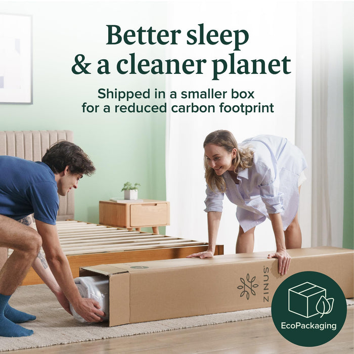 Zinus 8 Inch Short Queen Green Tea Memory Foam Mattress [New Version], Fiberglass Free, Medium Firm Feel, Zoned Pressure Relief, Certified Safe Foams & Fabric, Mattress in A Box
