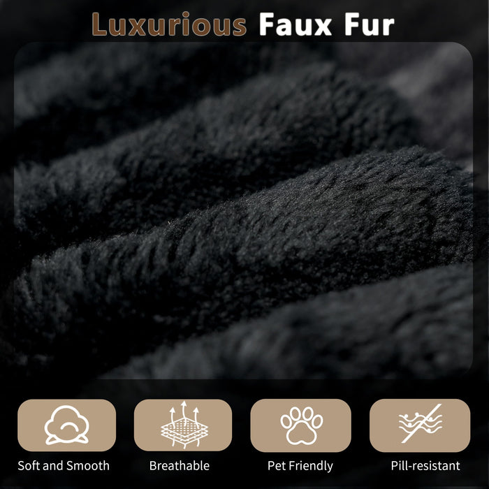 80” Oversized Double Lounge Chaise,Cloud Plush Sofa Bed,Upholstered Boneless Cloud Sofa Deep Seat,No Assembly Required,Modern Corduroy Sleeper Loveseat Chair for Living Room Bedroom Reading,Black