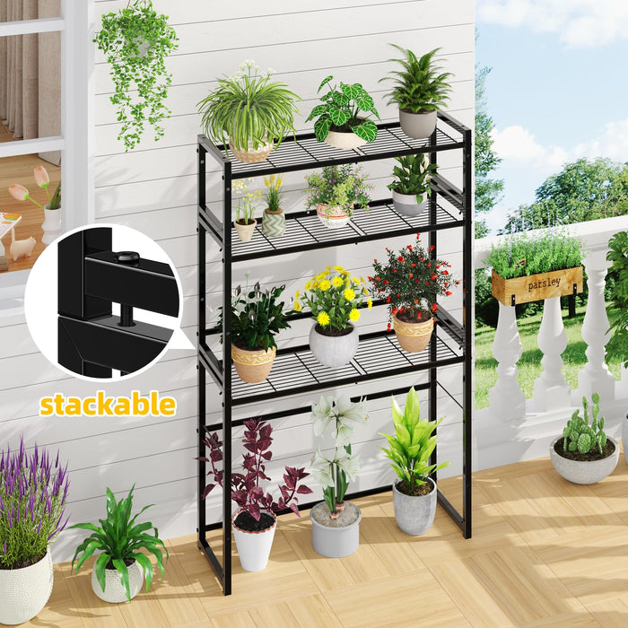 tall plant pot stand outdoor Simple Trending 3 Tier Metal Plant Stand Outdoor Indoor Waterproof, St